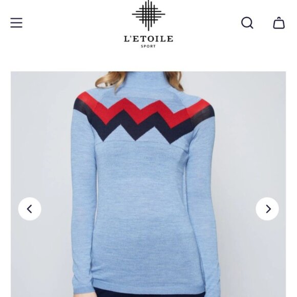 L'Etoile Chevron Mock Neck Sweater retail $195, sz L - Picture 1 of 8